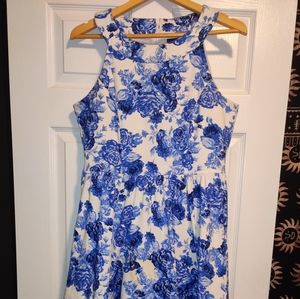Vintage Blue Floral A-Line Dress Gabby Skye